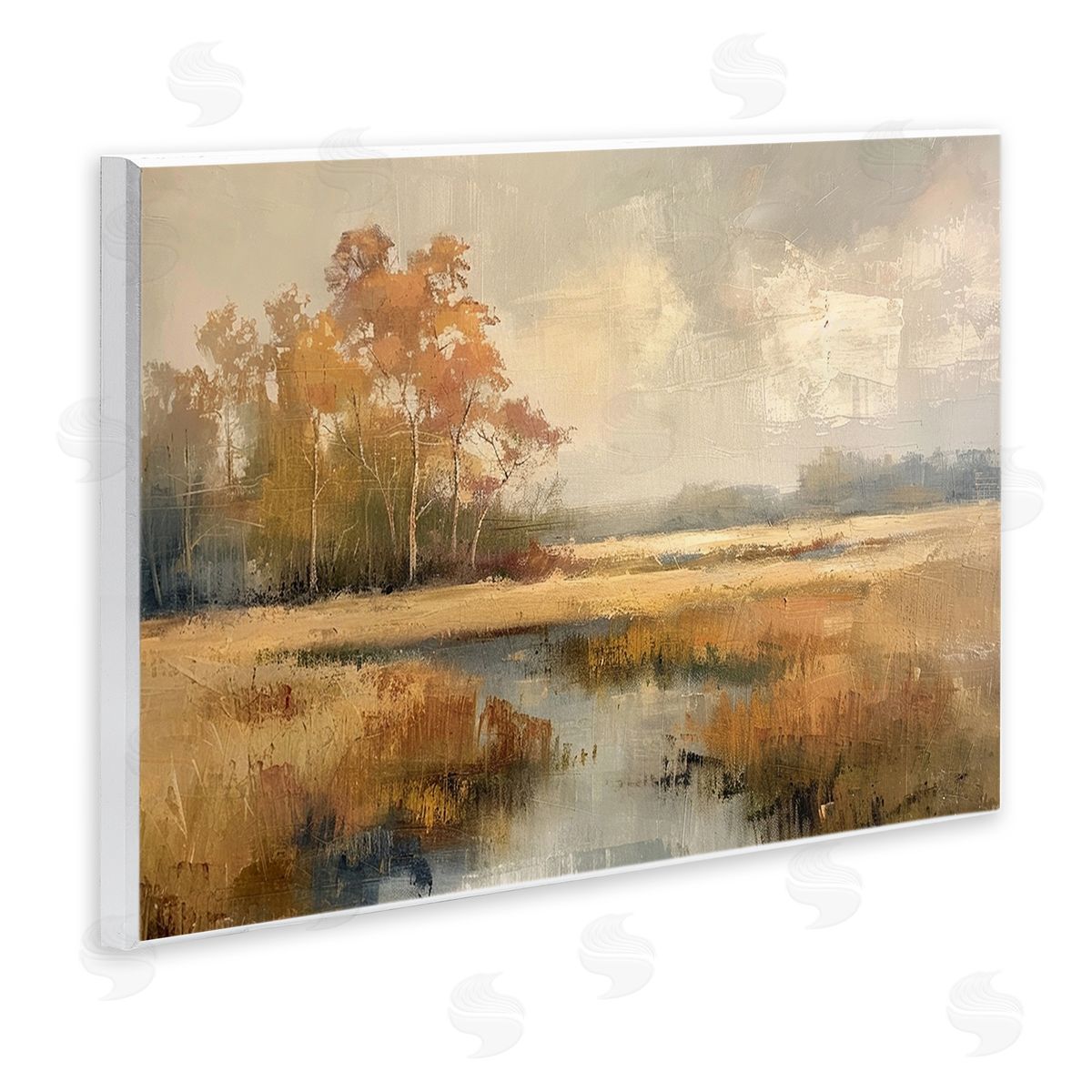 Autumn Stream Landscape Wood Plaque Wall Art, Home Decor by LSR Design Studio