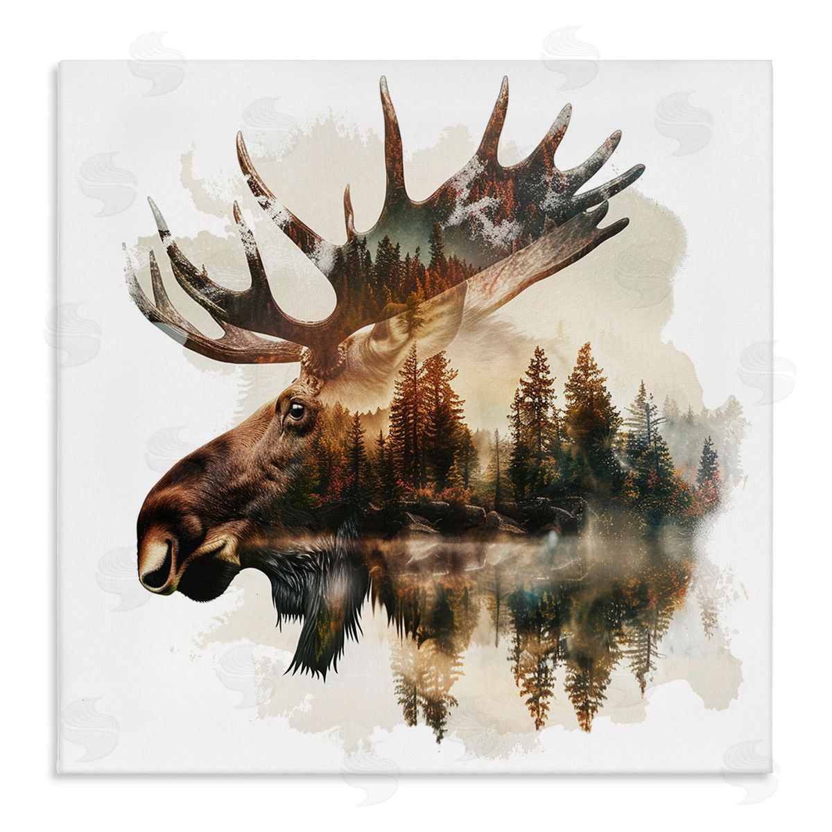 Moose Antlers Silhouette Canvas Wall Art, Home Decor by LSR Design Studio