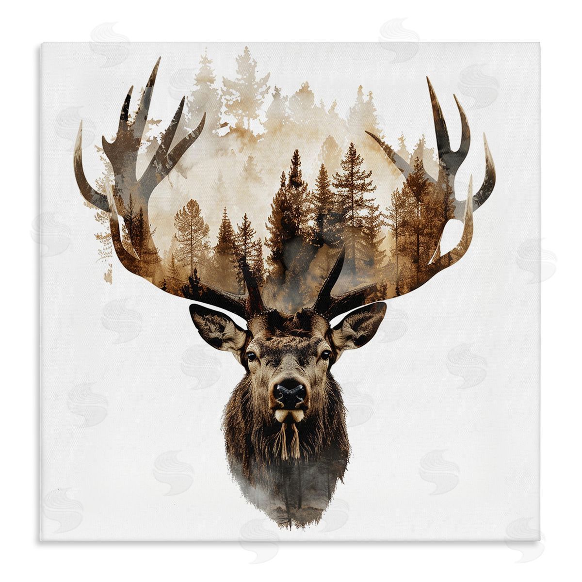 Deer Forest Silhouette Canvas Wall Art, Home Decor by LSR Design Studio