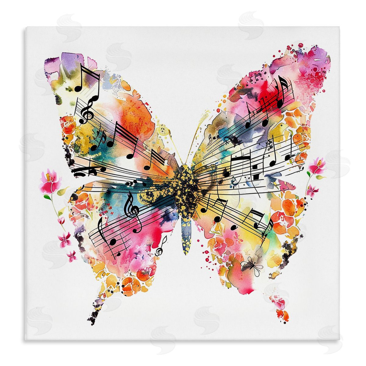 Butterfly & Music Notes Canvas Wall Art, Home Decor by LSR Design Studio