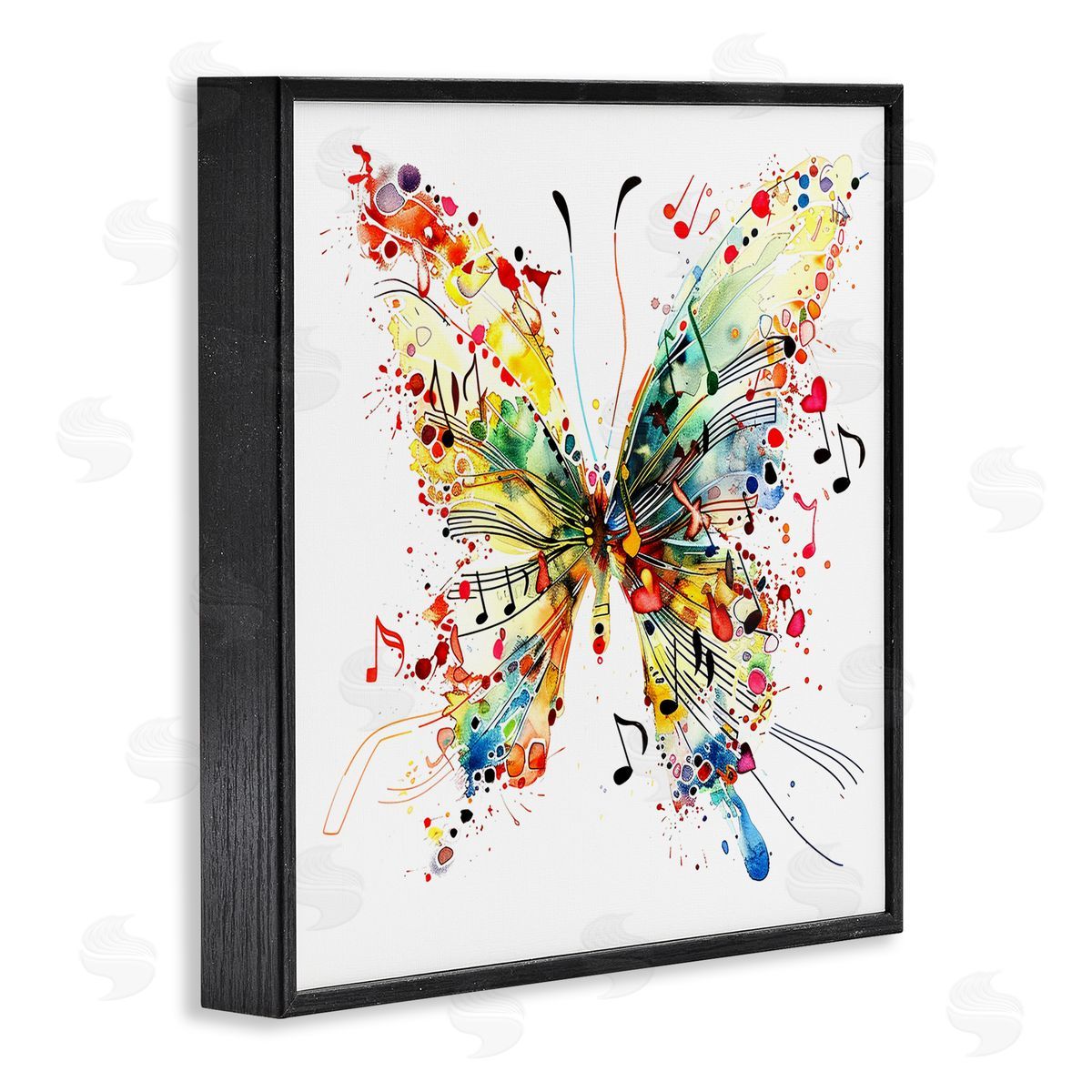 Musical Song Butterfly Black Frame Print Wall Art, Home Decor by LSR Design Studio