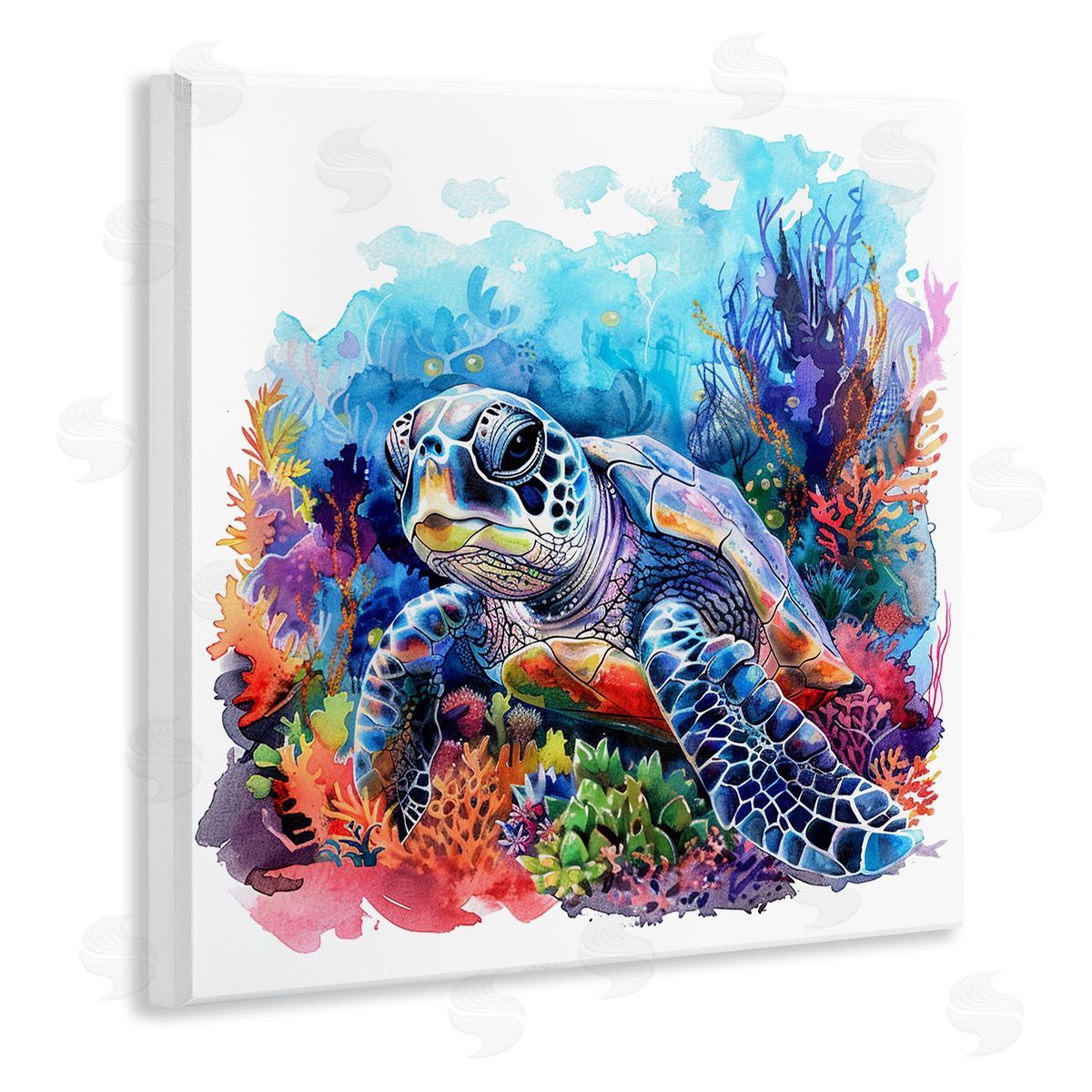 Undersea Turtle & Coral Wood Plaque Wall Art, Home Decor by LSR Design Studio