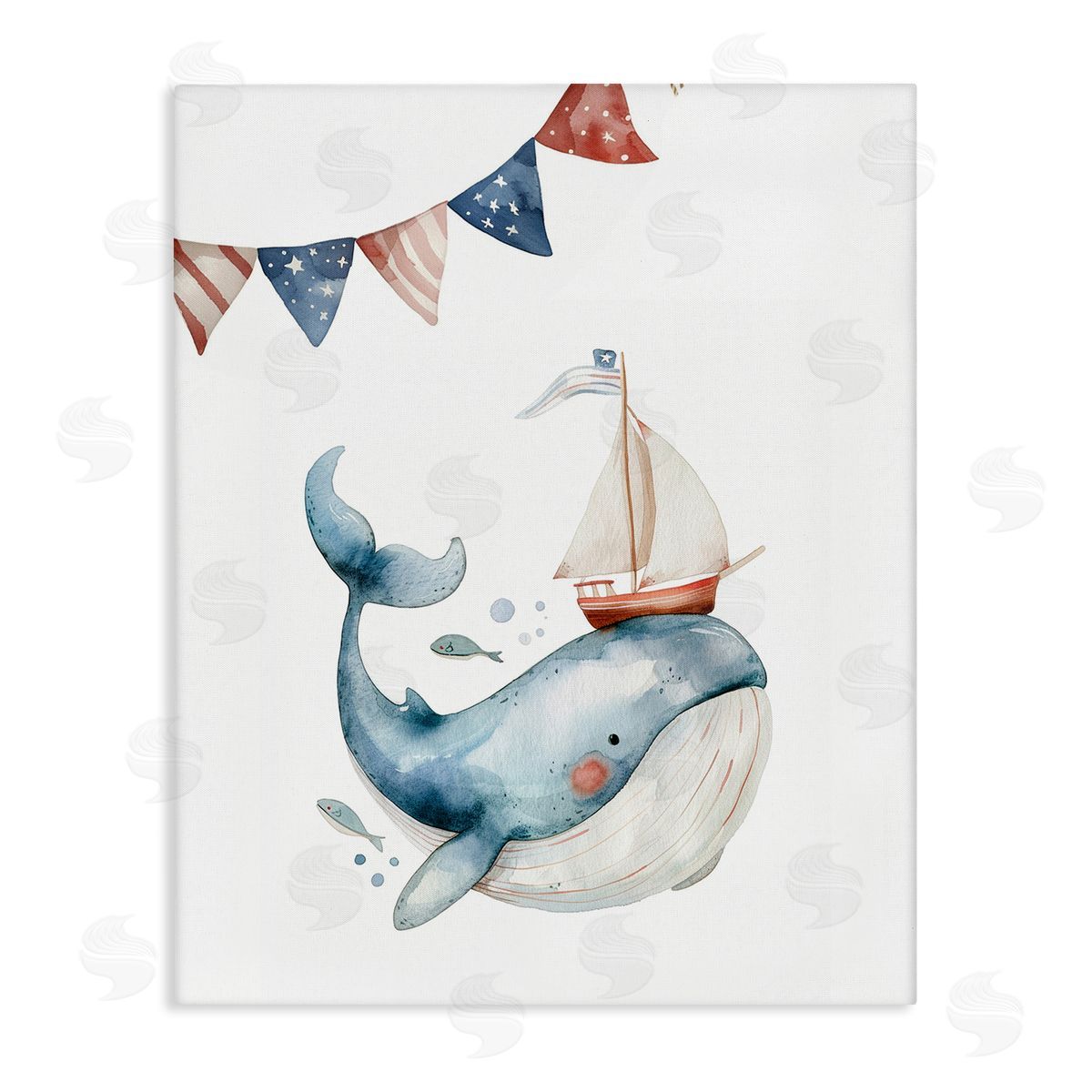 Cute Sailor Whale Canvas Wall Art, Home Decor by LSR Design Studio