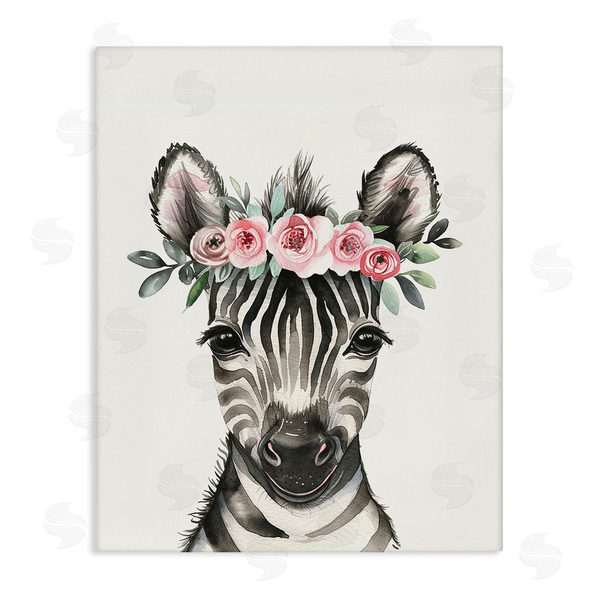 Nursery Floral Zebra Canvas Wall Art, Home Decor by LSR Design Studio