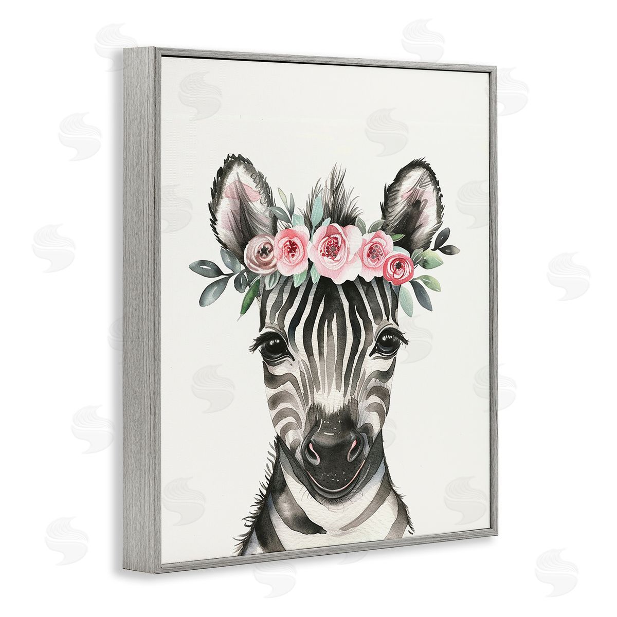 Nursery Floral Zebra Grey Frame Print Wall Art, Home Decor by LSR Design Studio