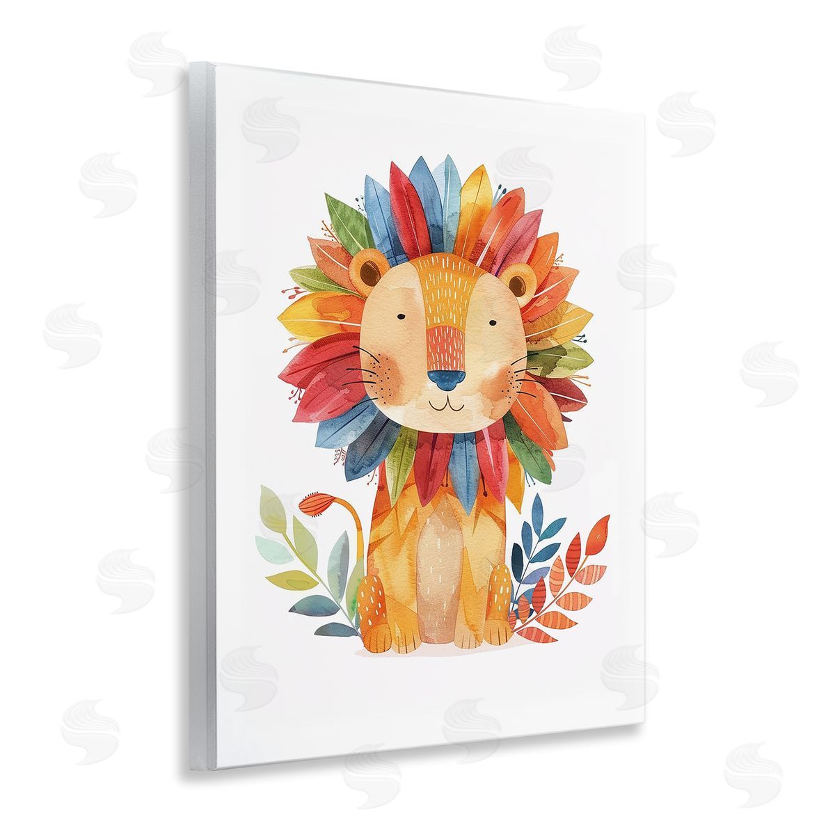 Rainbow Blooms Lion Wood Plaque Wall Art, Home Decor by LSR Design Studio