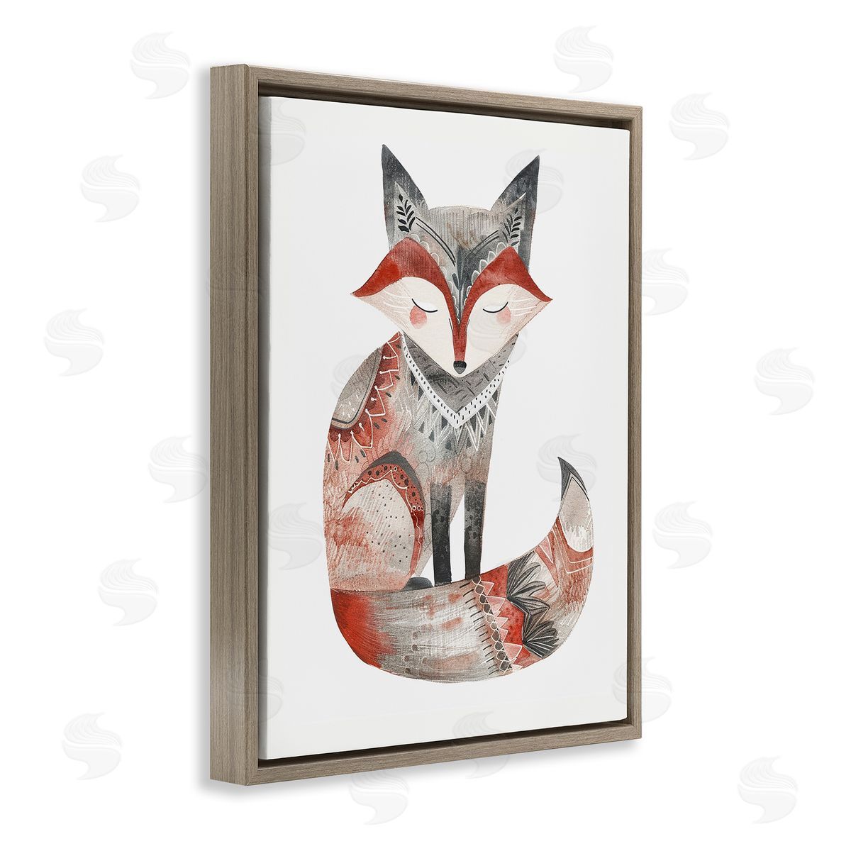 Scandinavian Style Fox Brown Floating Frame Canvas Wall Art, Home Decor by LSR Design Studio