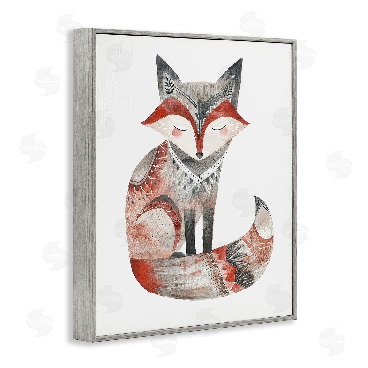 Scandinavian Style Fox Grey Frame Print Wall Art, Home Decor by LSR Design Studio