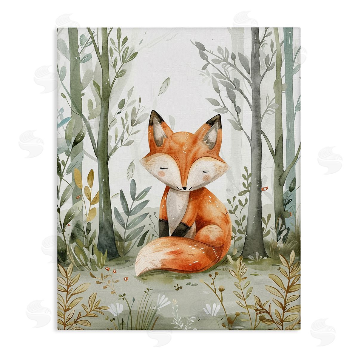 Soft Woodland Fox Canvas Wall Art, Home Decor by LSR Design Studio