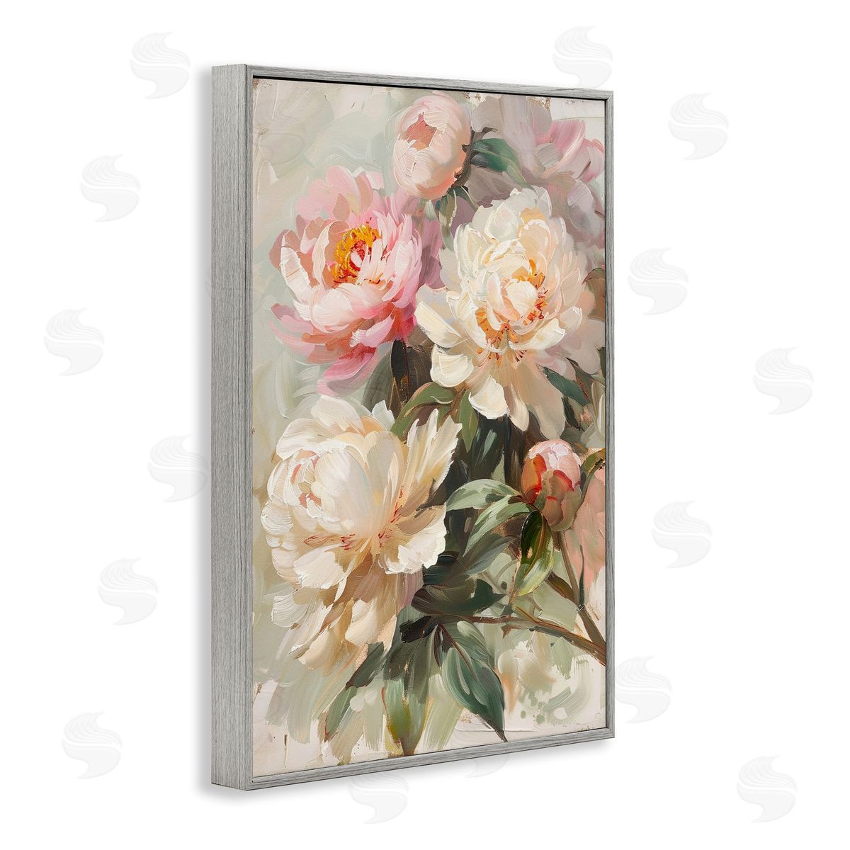 Spring Peony Bundle Grey Frame Print Wall Art, Home Decor by LSR Design Studio