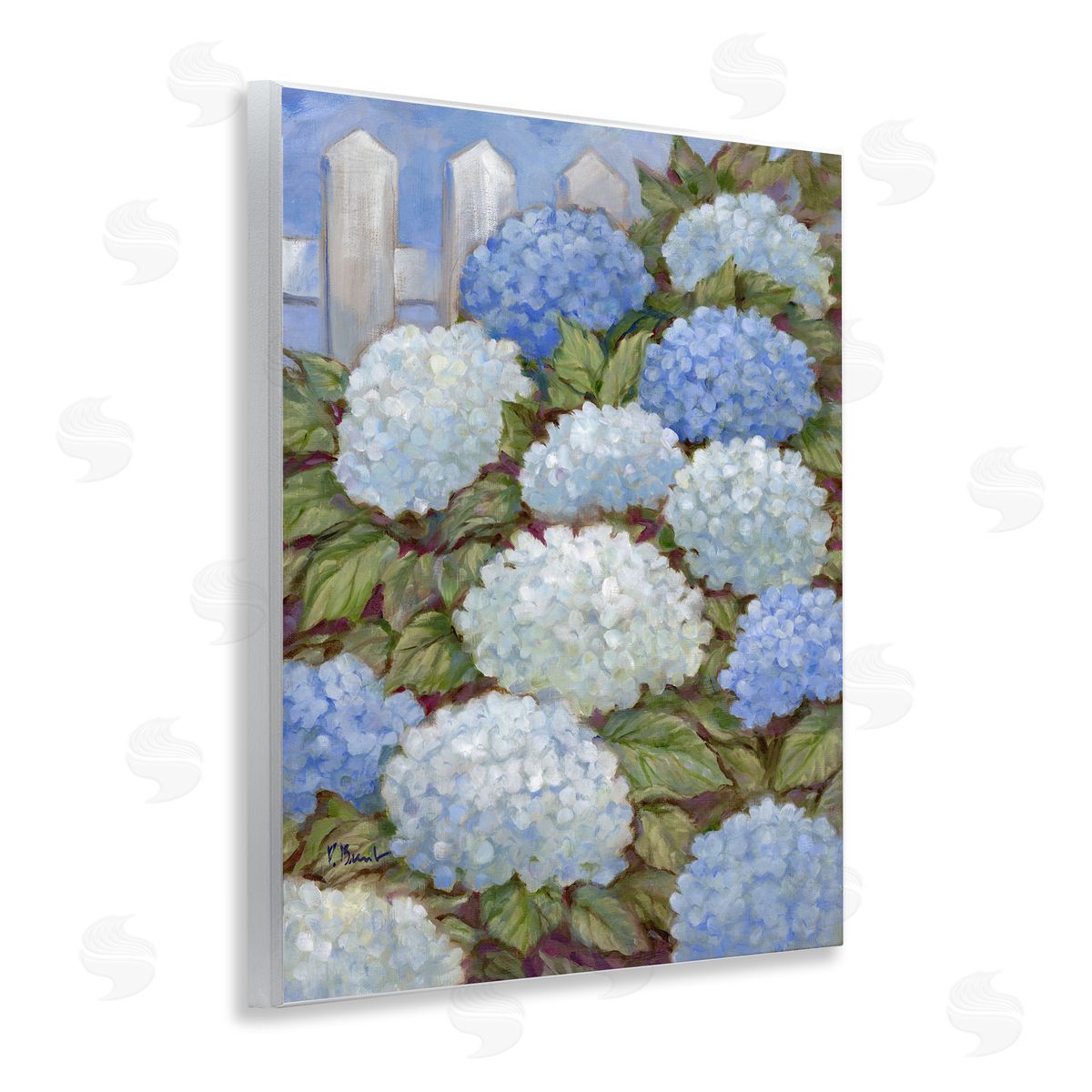 Blue & White Hydrangea Wood Plaque Wall Art, Home Decor by Paul Brent
