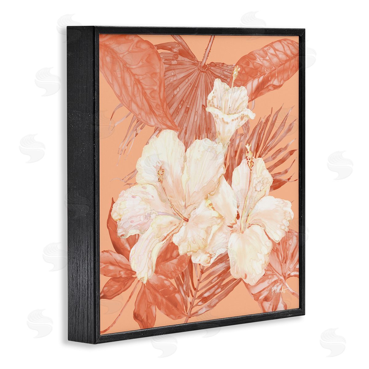 Hibiscus & Palm Bundle Black Frame Print Wall Art, Home Decor by Paul Brent