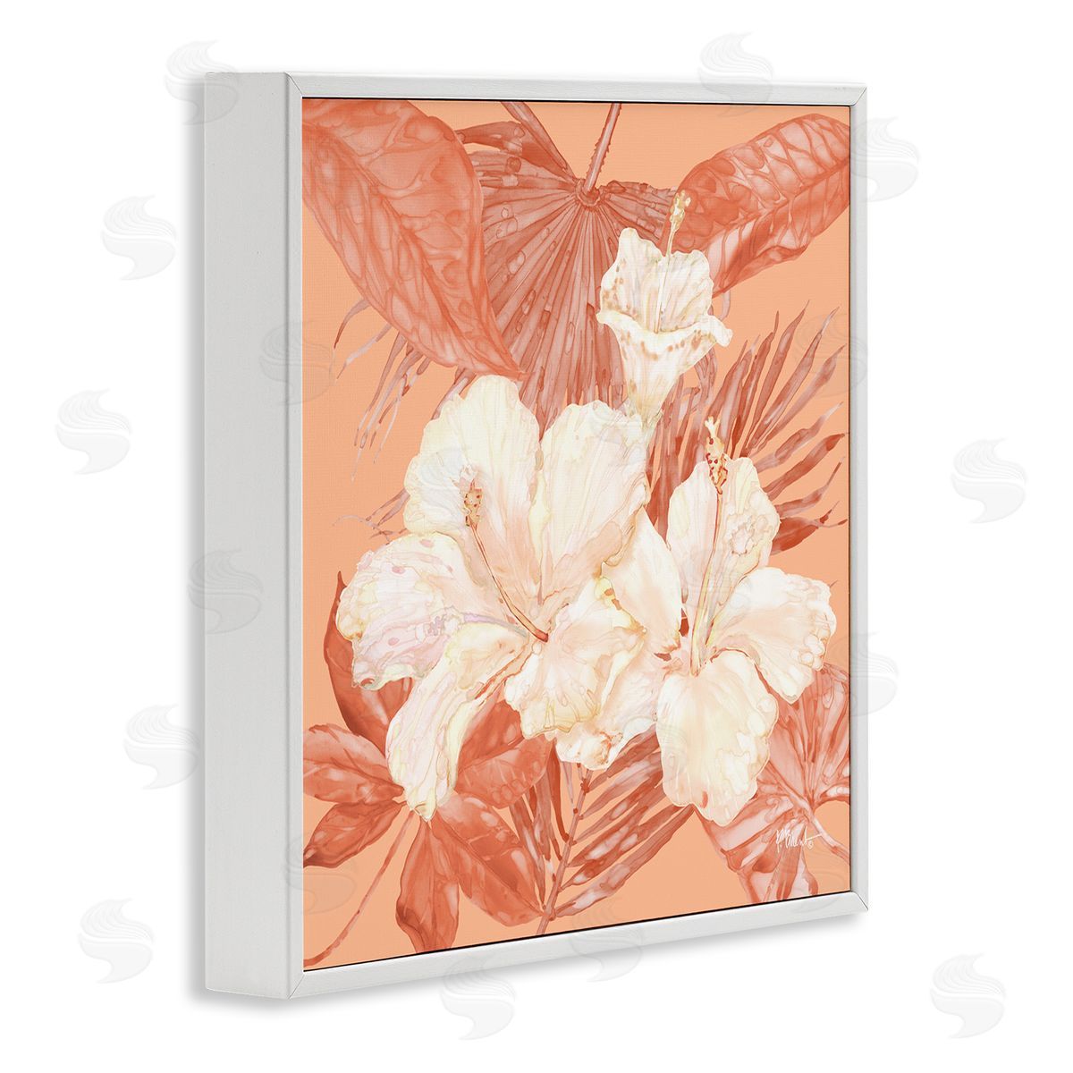 Hibiscus & Palm Bundle White Frame Print Wall Art, Home Decor by Paul Brent