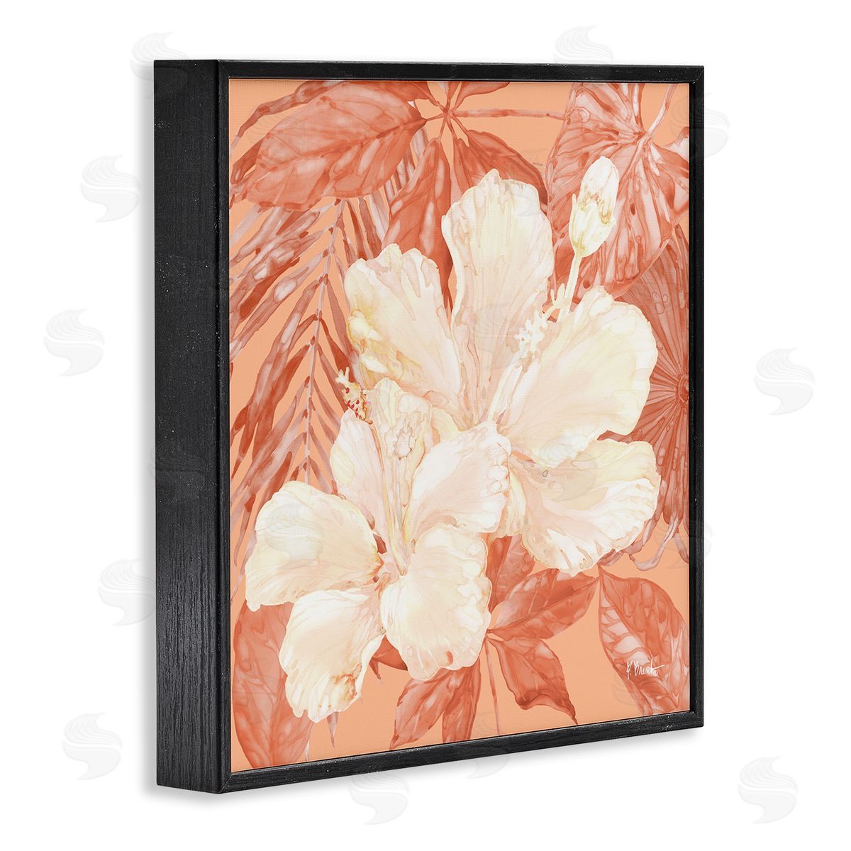Hibiscus Flower Bunches Black Frame Print Wall Art, Home Decor by Paul Brent