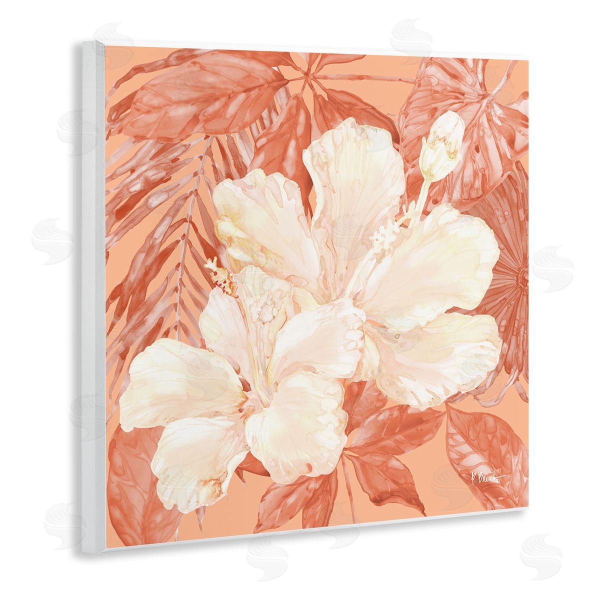 Hibiscus Flower Bunches Wood Plaque Wall Art, Home Decor by Paul Brent