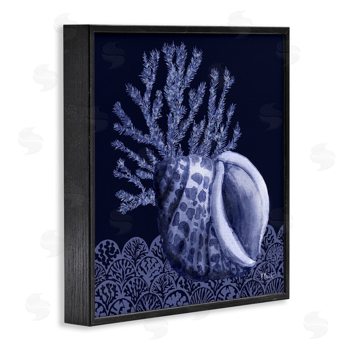 Shadow Shell Patterned Black Frame Print Wall Art, Home Decor by Paul Brent