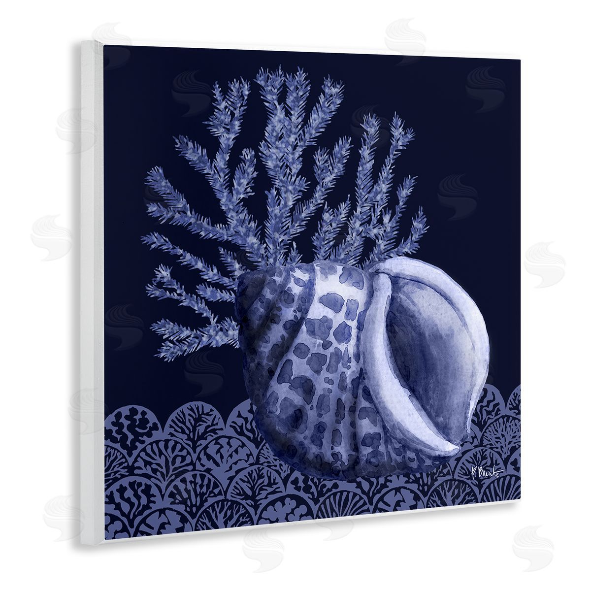 Shadow Shell Patterned Wood Plaque Wall Art, Home Decor by Paul Brent