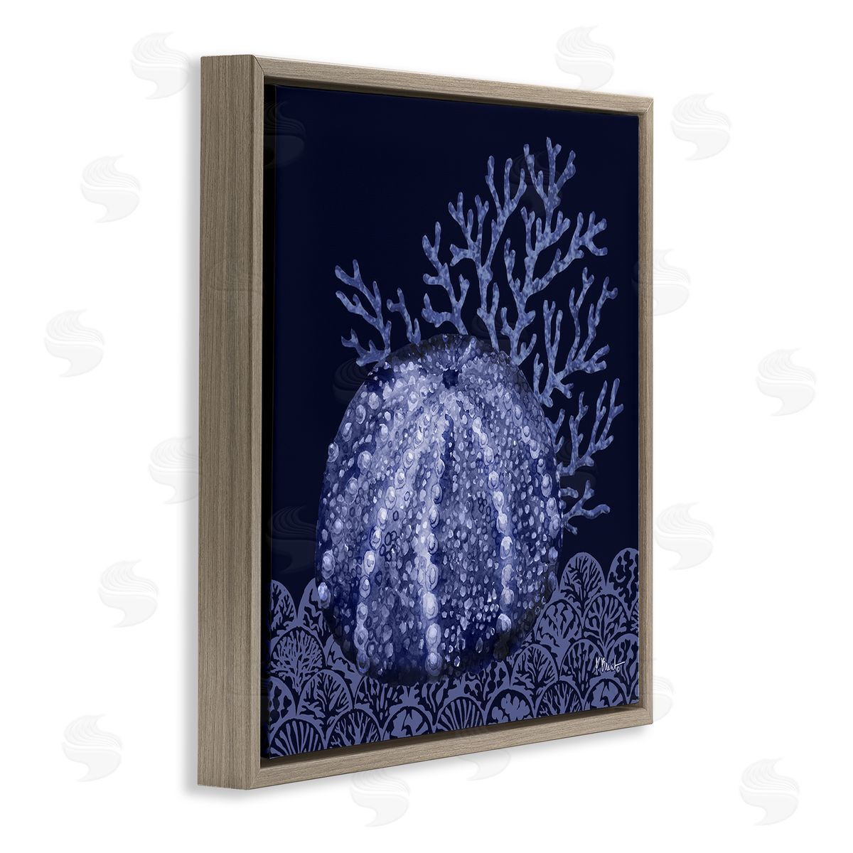 Dark Sea Urchin Brown Floating Frame Canvas Wall Art, Home Decor by Paul Brent