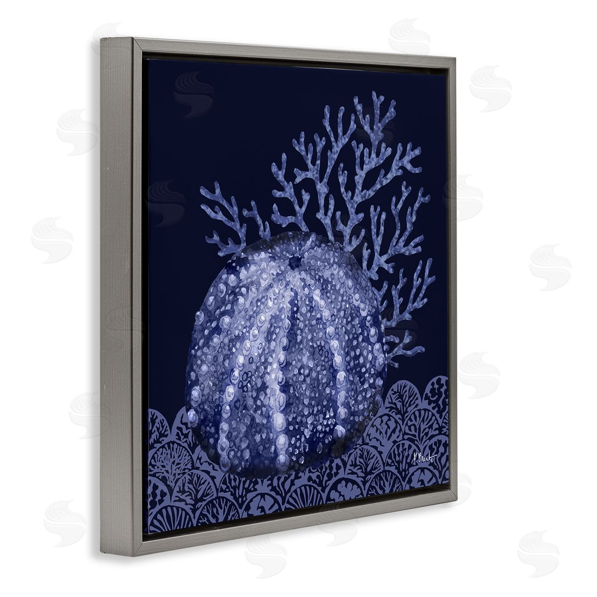 Dark Sea Urchin Grey Floating Frame Canvas Wall Art, Home Decor by Paul Brent
