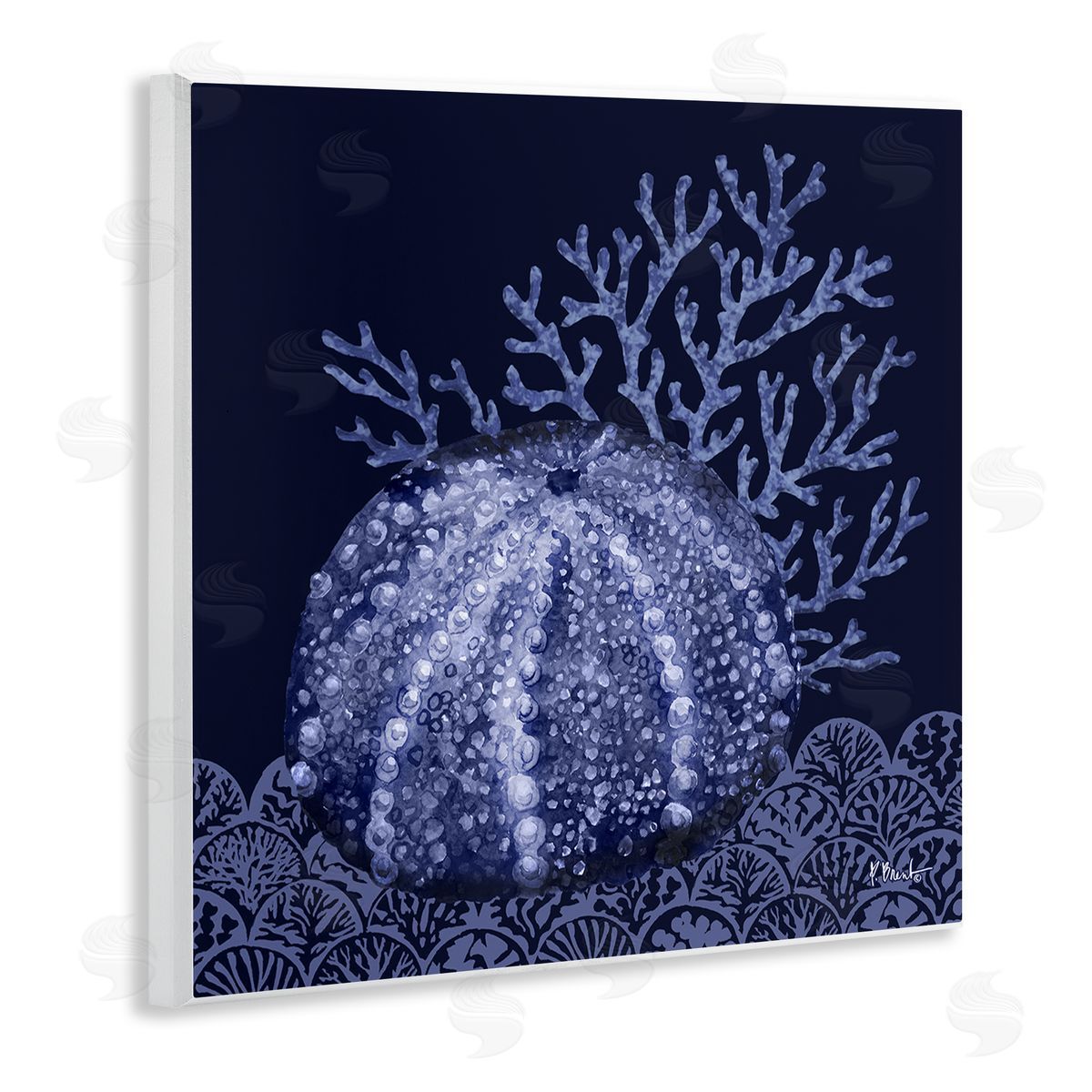 Dark Sea Urchin Wood Plaque Wall Art, Home Decor by Paul Brent