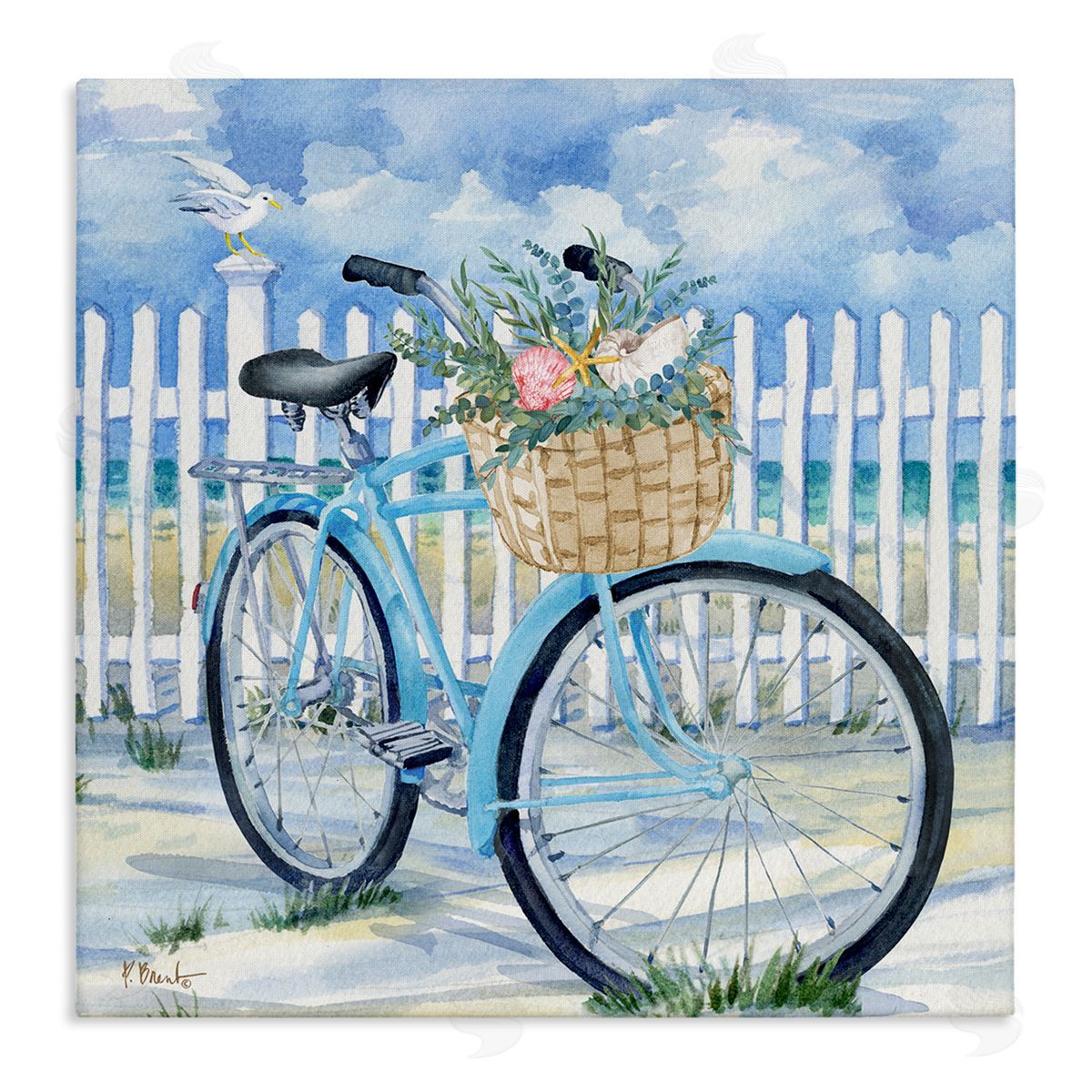 Rosemary Beach Bicycle Canvas Wall Art, Home Decor by Paul Brent