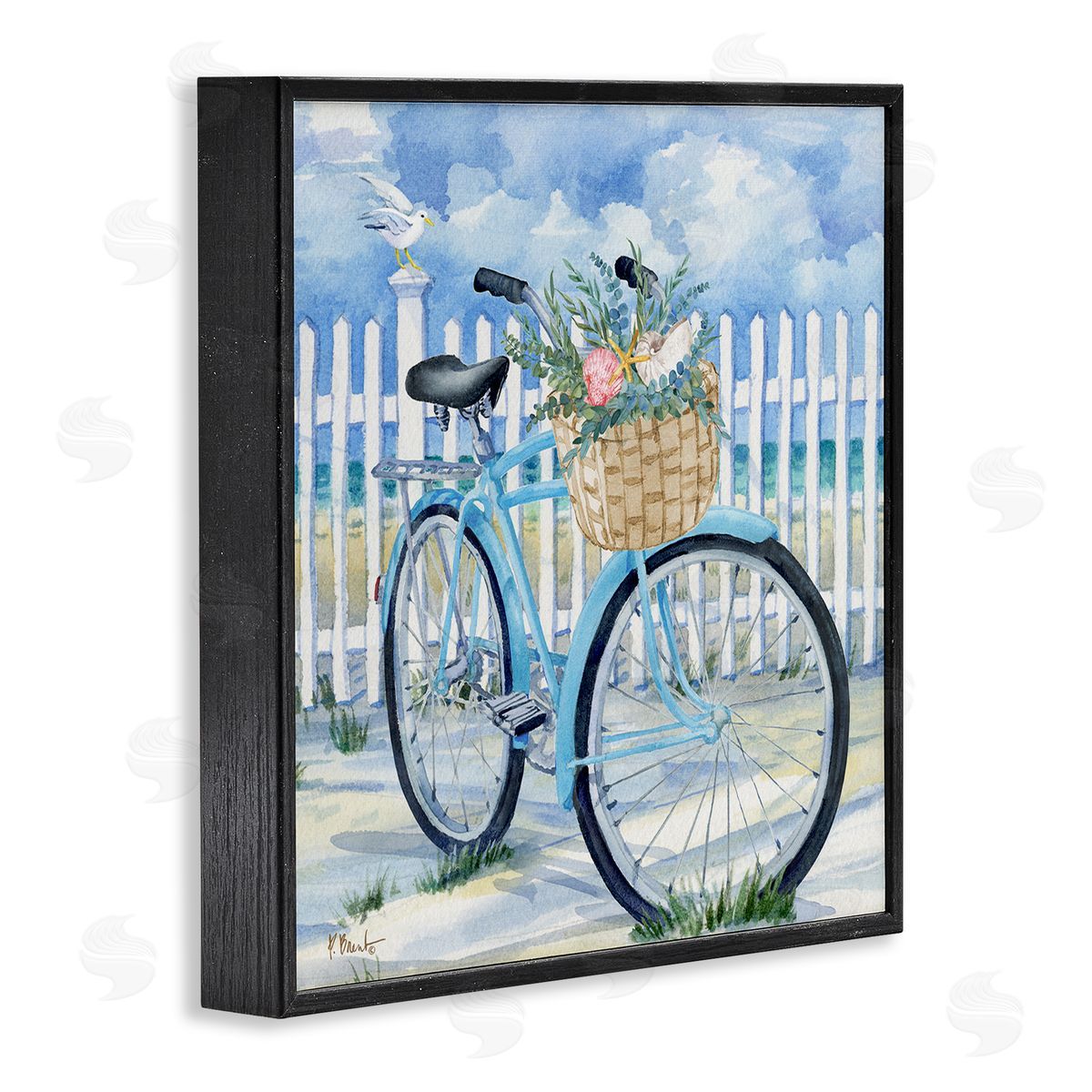 Rosemary Beach Bicycle Black Frame Print Wall Art, Home Decor by Paul Brent