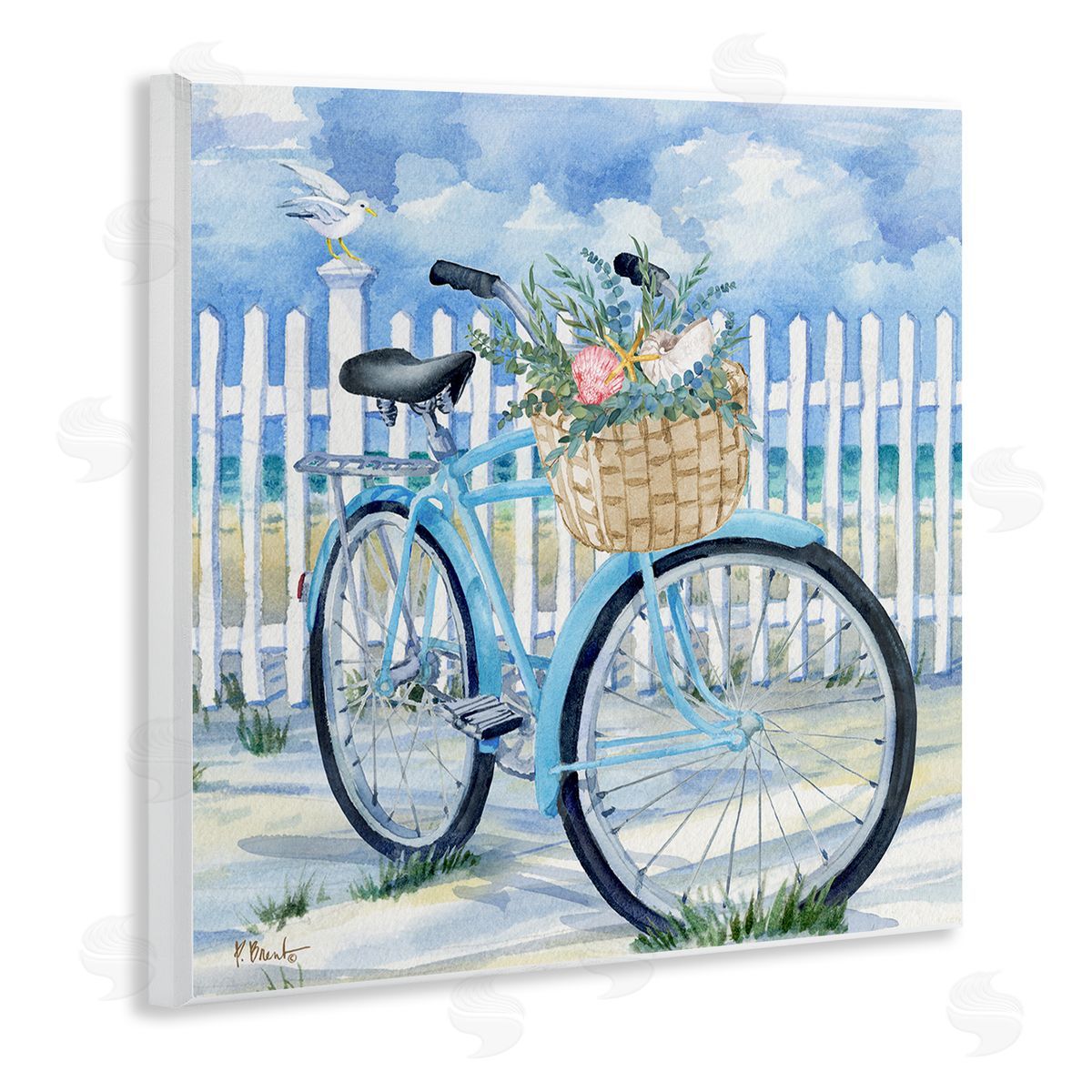 Rosemary Beach Bicycle Wood Plaque Wall Art, Home Decor by Paul Brent