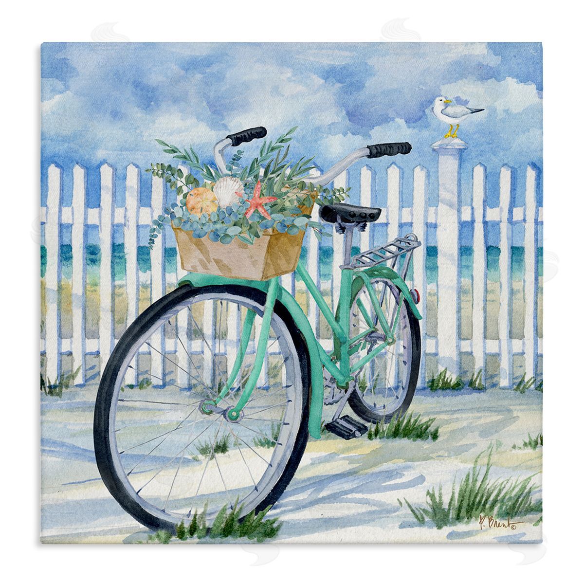 Bike on Rosemary Beach Canvas Wall Art, Home Decor by Paul Brent
