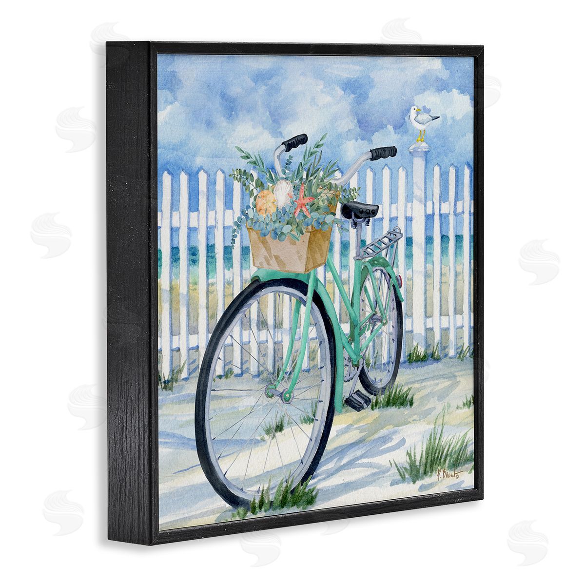 Bike on Rosemary Beach Black Frame Print Wall Art, Home Decor by Paul Brent