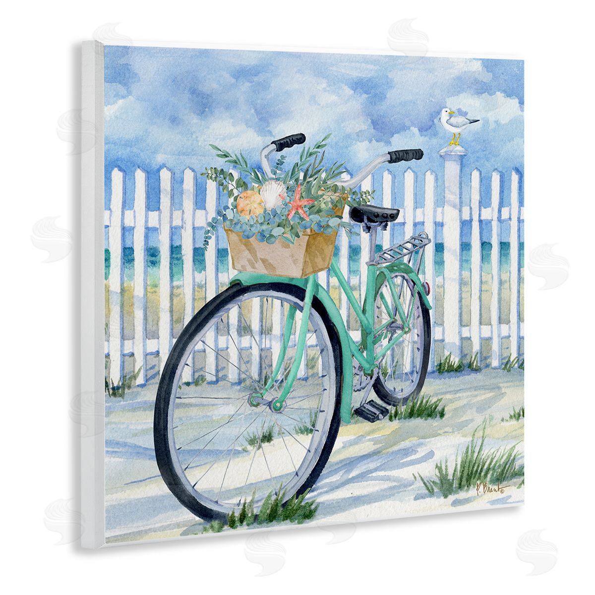 Bike on Rosemary Beach Wood Plaque Wall Art, Home Decor by Paul Brent