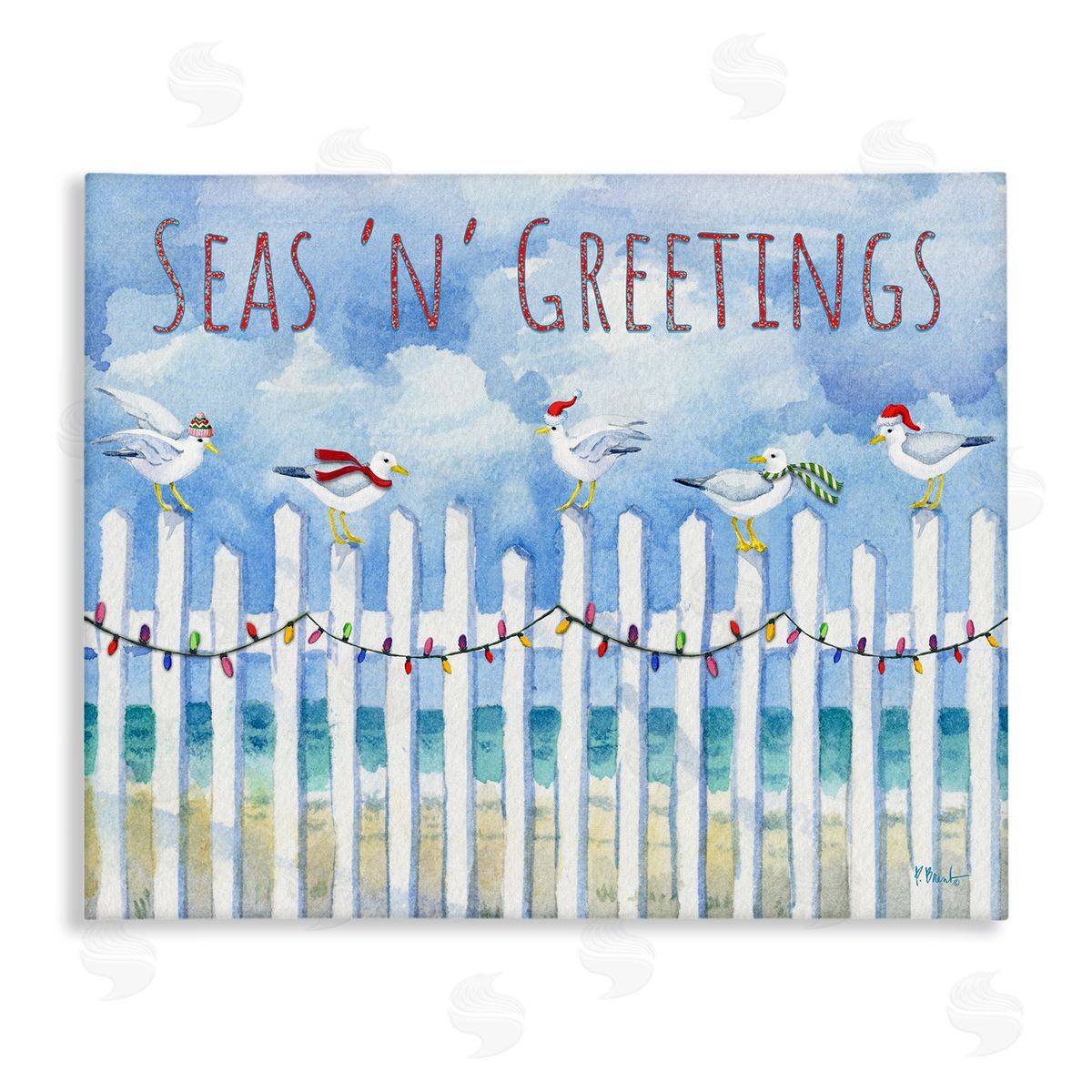 Seas 'n' Greetings Seagulls Canvas Wall Art, Home Decor by Paul Brent