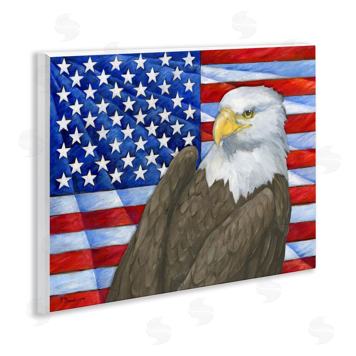 Eagle's View Flag Wood Plaque Wall Art, Home Decor by Paul Brent