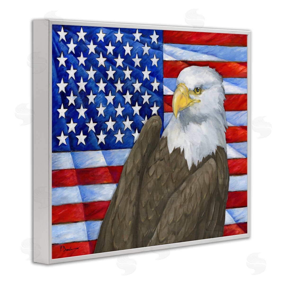 Eagle's View Flag White Frame Print Wall Art, Home Decor by Paul Brent