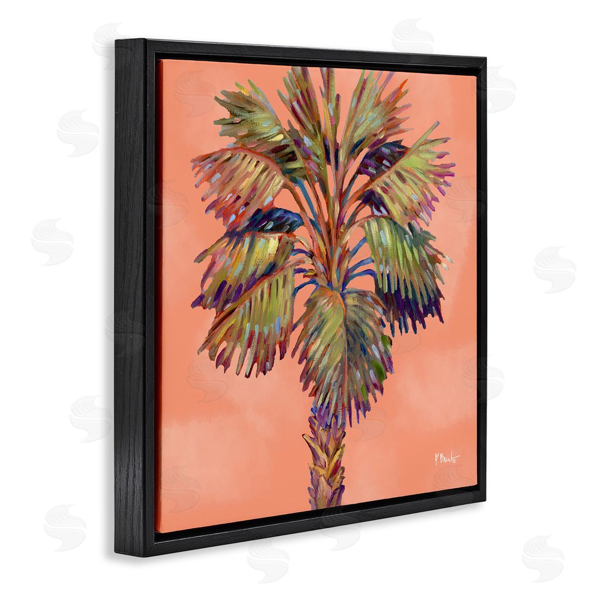 Bondi Beach Palm Black Floating Frame Canvas Wall Art, Home Decor by Paul Brent