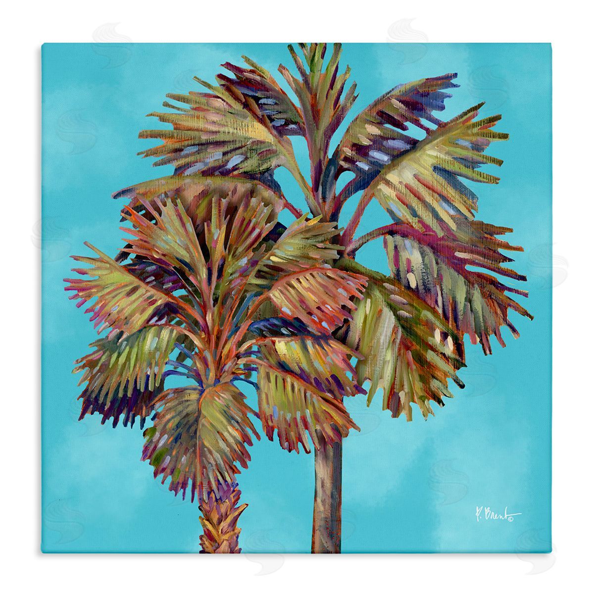 Bondi Palms on Blue Canvas Wall Art, Home Decor by Paul Brent