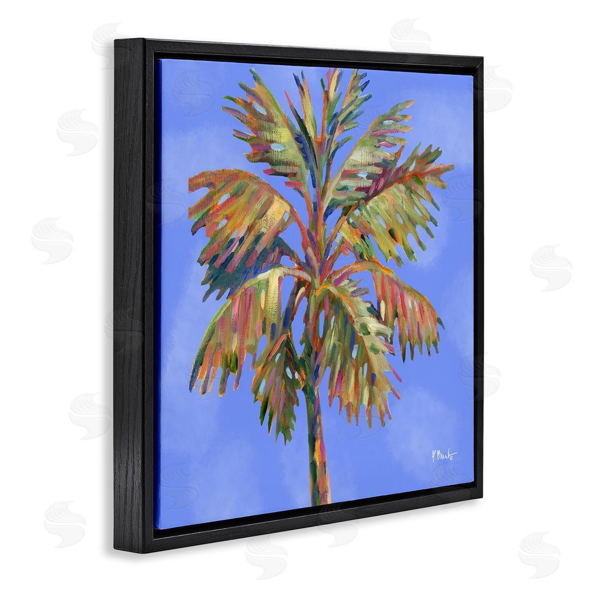 Tropical Bondi Palm Black Floating Frame Canvas Wall Art, Home Decor by Paul Brent