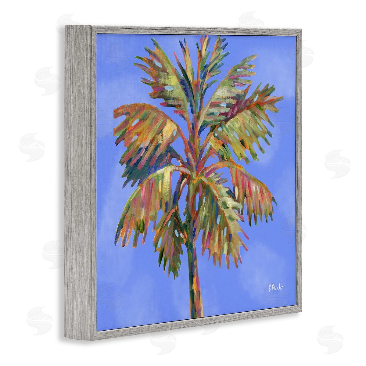 Tropical Bondi Palm Grey Frame Print Wall Art, Home Decor by Paul Brent