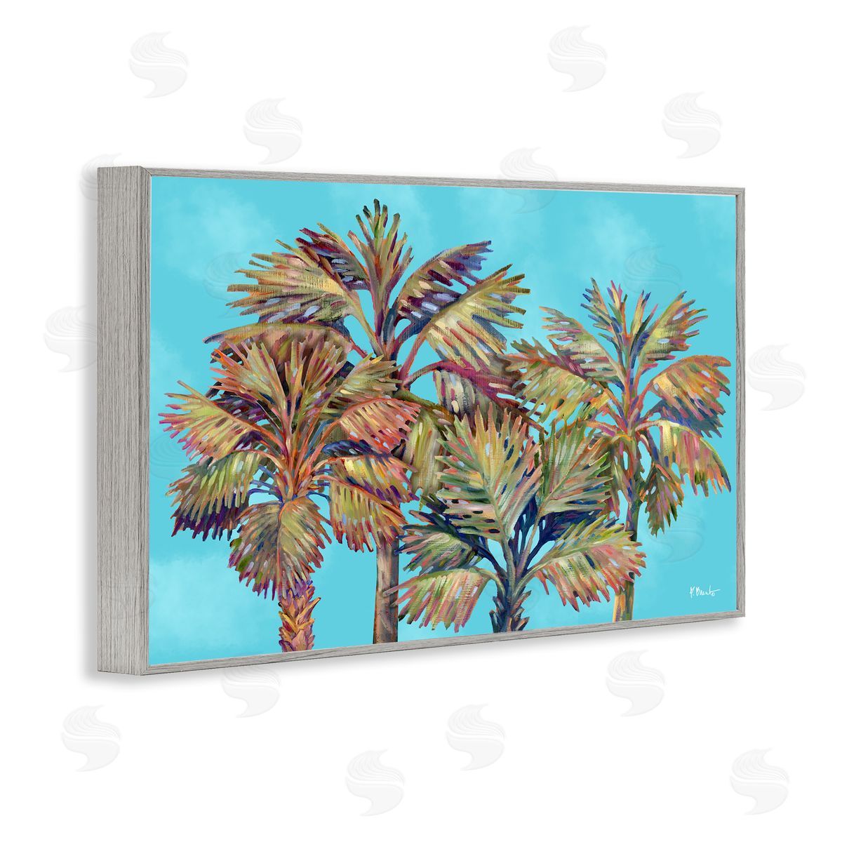 Bondi Beach Palms Grey Frame Print Wall Art, Home Decor by Paul Brent