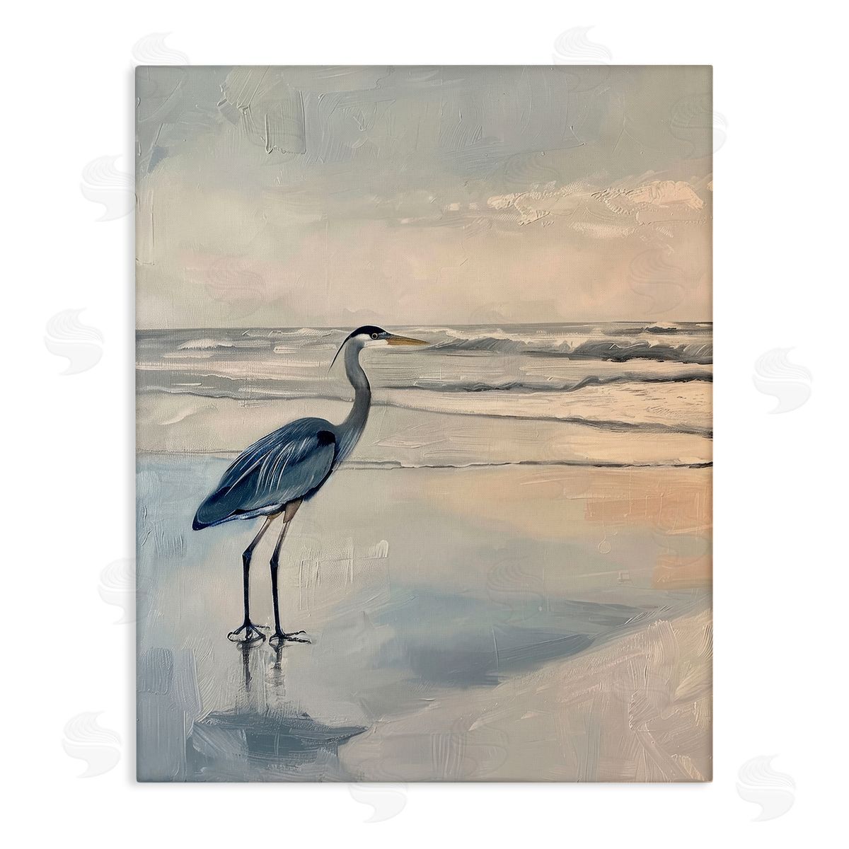 Heron on Classic Coast Canvas Wall Art, Home Decor by Petal Prints Design