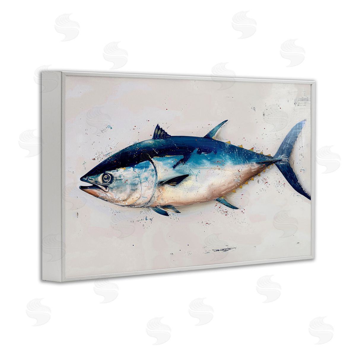 Tuna Fish Sea Life White Frame Print Wall Art, Home Decor by Petal Prints Design
