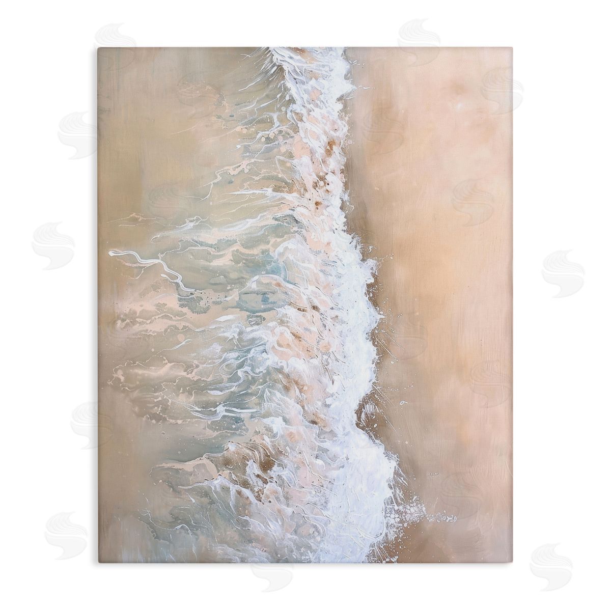 Neutral Coast Wave Crash Canvas Wall Art, Home Decor by Petal Prints Design