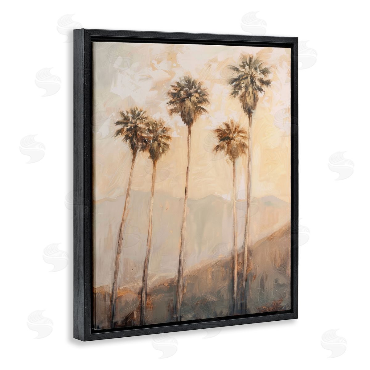 SoCal Sunny Palm Trees Black Floating Frame Canvas Wall Art, Home Decor by Petal Prints Design