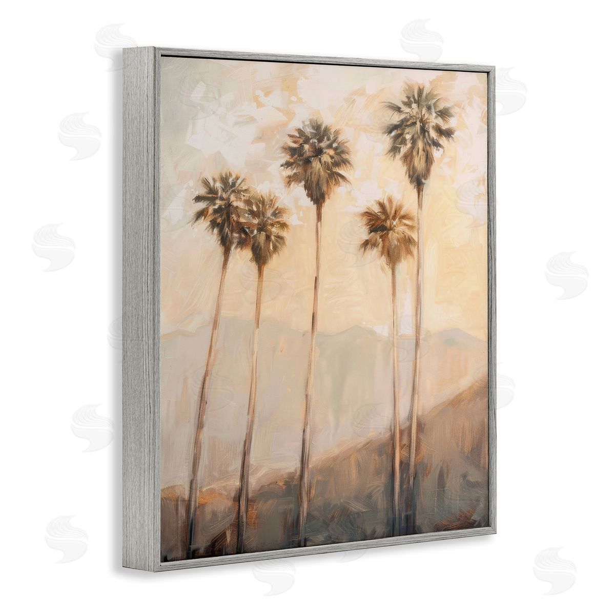 SoCal Sunny Palm Trees Grey Frame Print Wall Art, Home Decor by Petal Prints Design