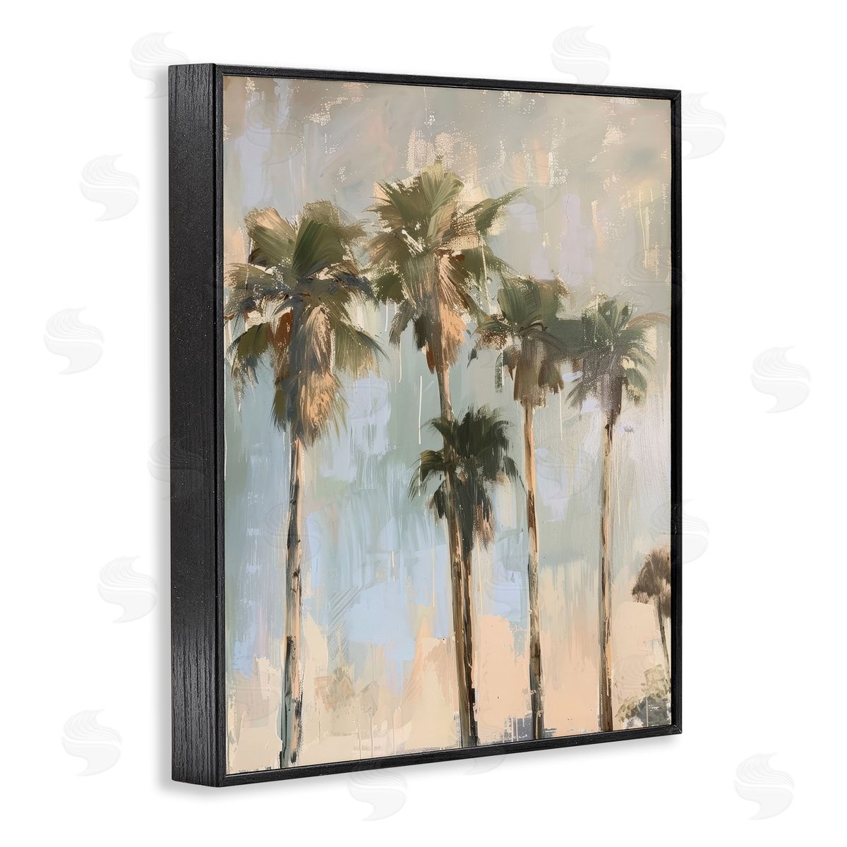Painterly Palm Trees Black Frame Print Wall Art, Home Decor by Petal Prints Design