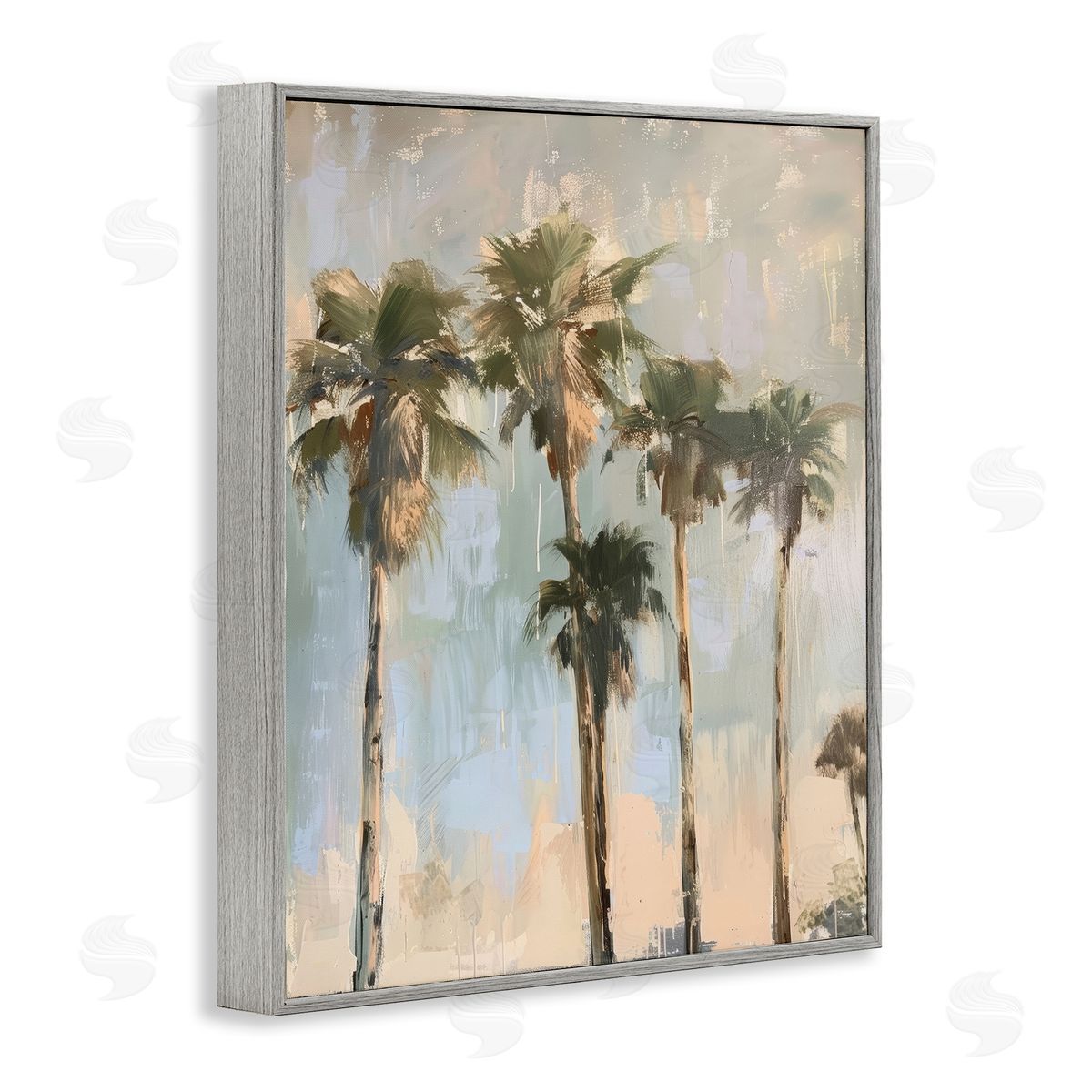 Painterly Palm Trees Grey Frame Print Wall Art, Home Decor by Petal Prints Design