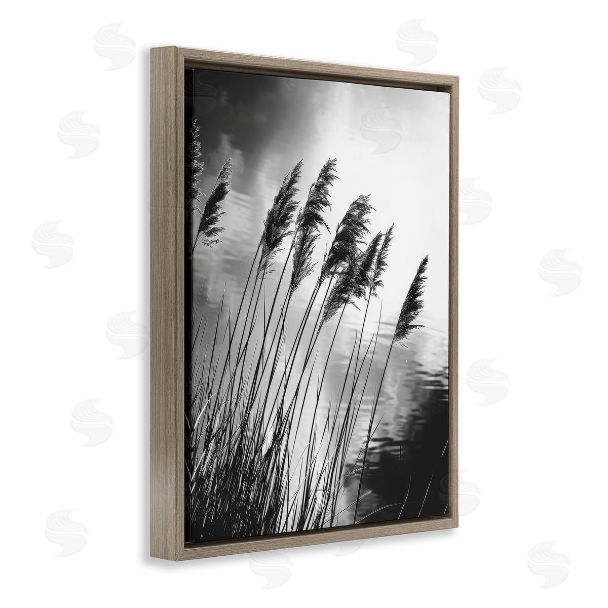 Stark Contrast Wheat Brown Floating Frame Canvas Wall Art, Home Decor by Petal Prints Design