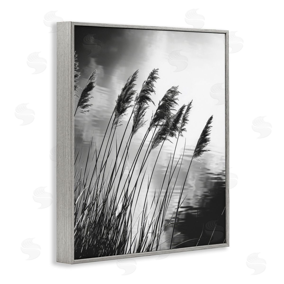 Stark Contrast Wheat Grey Frame Print Wall Art, Home Decor by Petal Prints Design