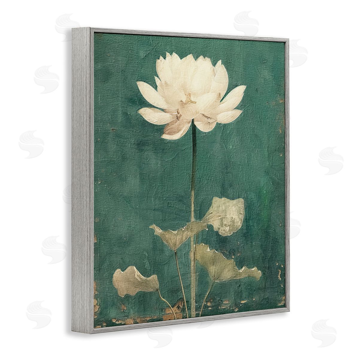 Vintage Floral Bud Grey Frame Print Wall Art, Home Decor by RileyB