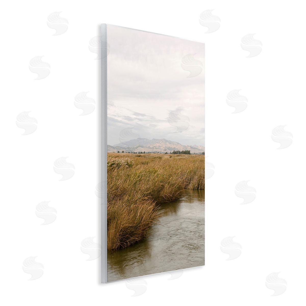 Marshland with Distant Mountain Wood Plaque Wall Art, Home Decor by Crystal Lynn Collins