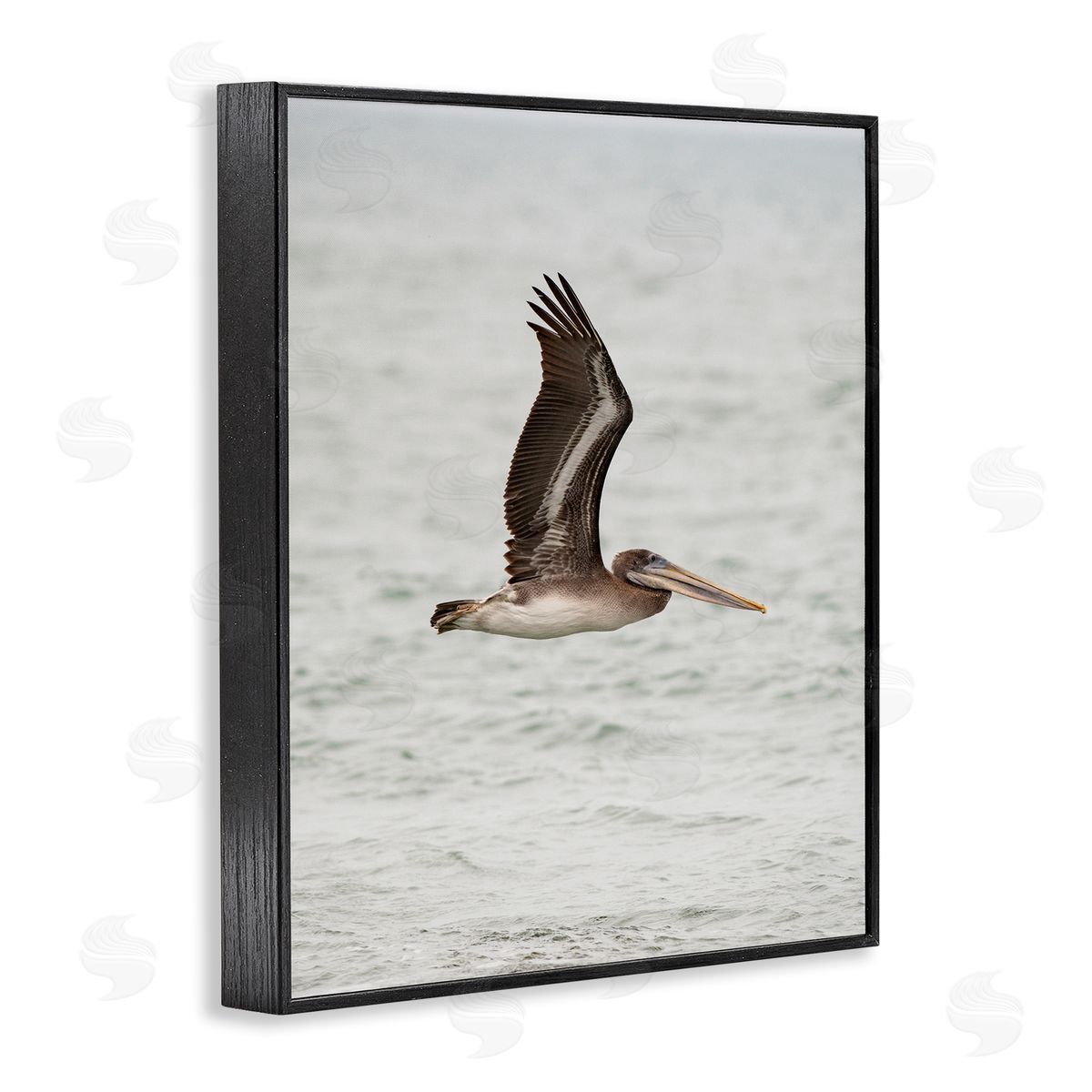 Pelican Over Sea Black Frame Print Wall Art, Home Decor by Crystal Lynn Collins